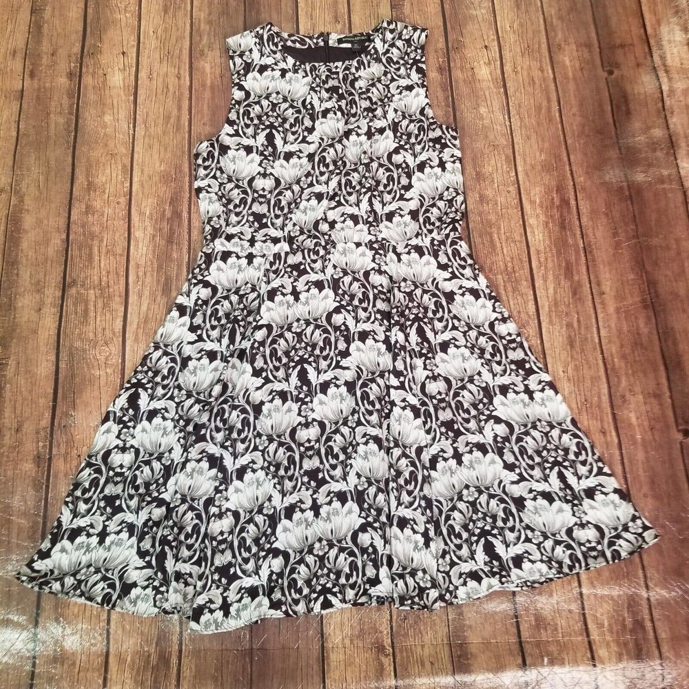 Banana Republic Womens Dress 10 Gray Sheath Floral Sleeveless Pullover Lined